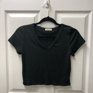 Black Crop Top T Shirt